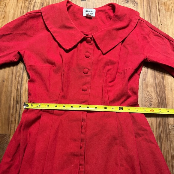 Unique Vintage 1950’s Red Button Up Coat Dress M - Picture 6 of 6